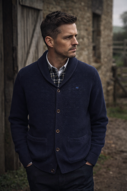 Buttoned Shawl Cardigan – Cotton/Wool